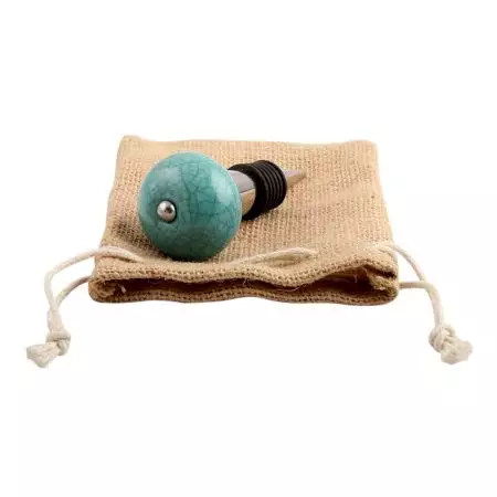 Sea Green Black Crackle Ceramic Wine Stopper